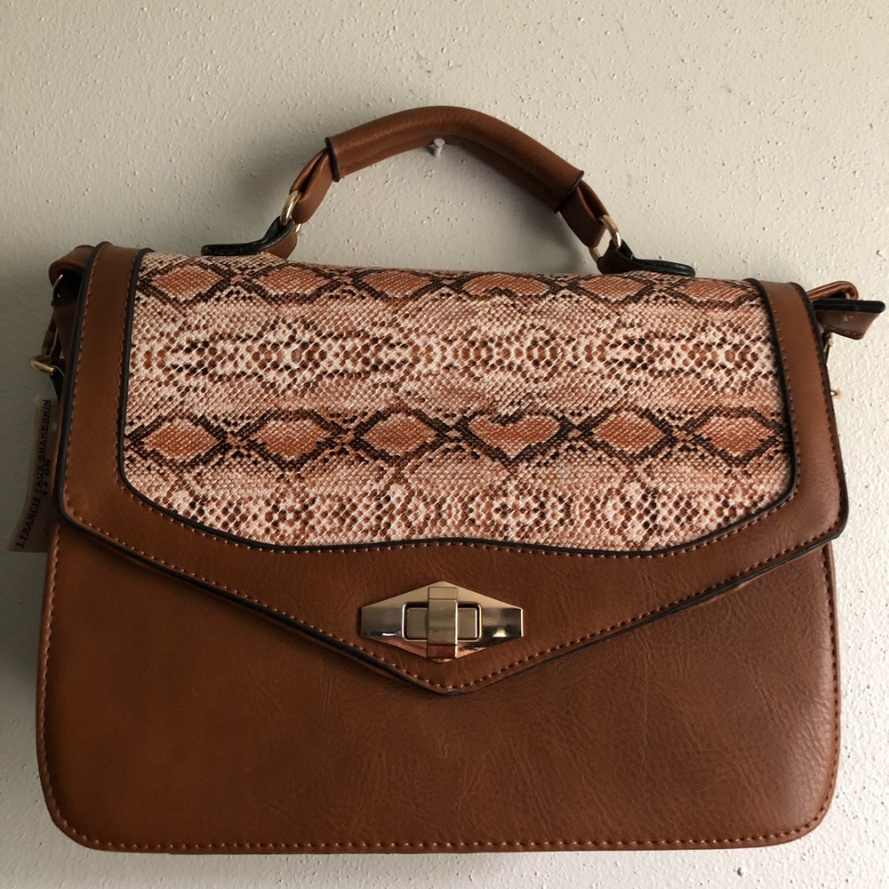 Brown Snake Print Women's Bag